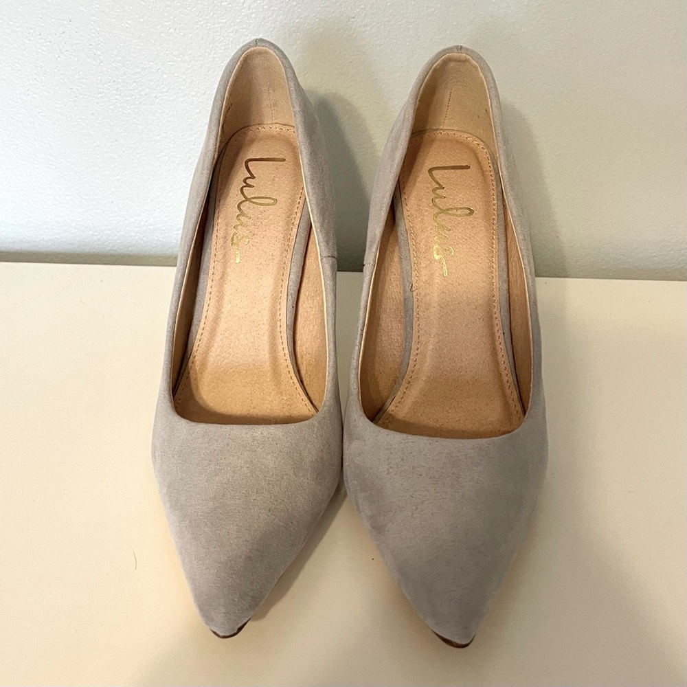 Lulus grey stiletto suede heels - size 8